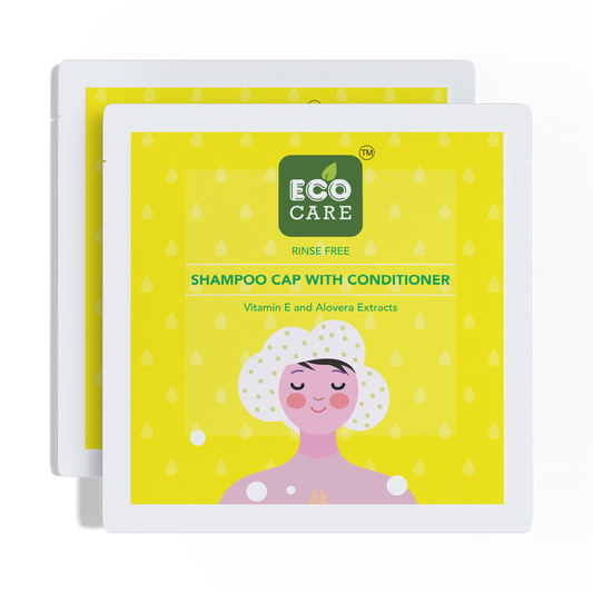 Eco Care Shampoo Cap Pack of 2 (2 Caps) | Waterless Shampooing | Perfect for bedridden patients, camping, traveling, or any situation where washing is impossible.